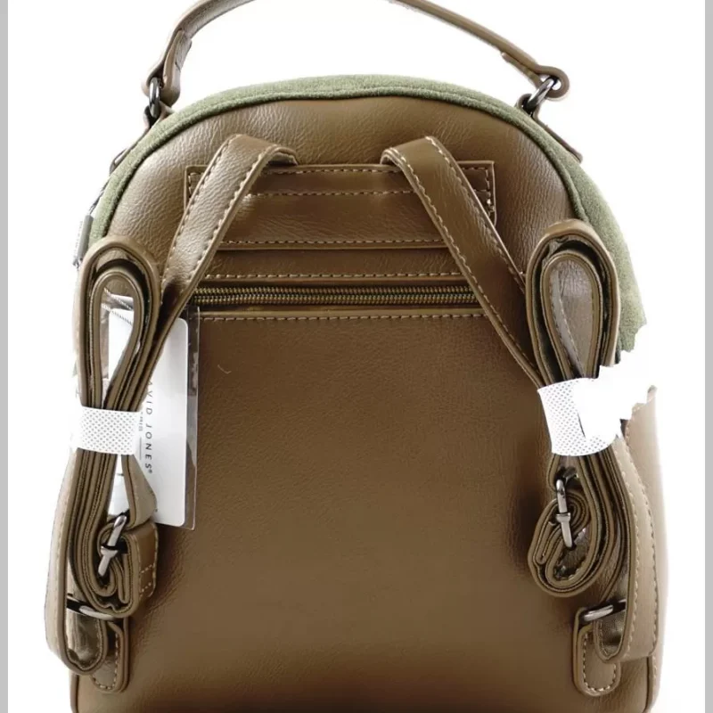 David Jones női hátitáska velúr felső résszel, műbőr, khaki via55taska-hu 3