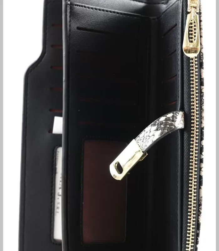 Kígyómintás női pénztárca, műbőr, fekete via55taska-hu 3