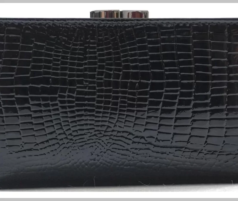 Lorenti női bőr pénztárca kígyóbőr mintával, fekete via55taska-hu 3