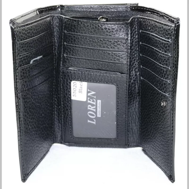Lorenti női bőr pénztárca kígyóbőr mintával, fekete via55taska-hu 5