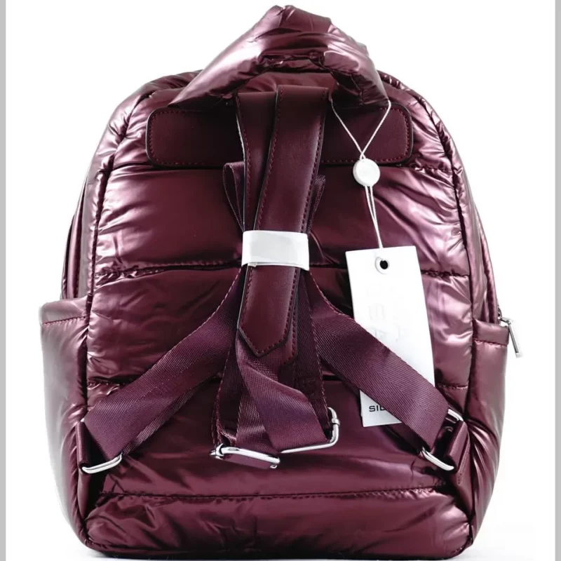 Silvia Rosa női hátitáska vízhatlan anyagból steppelt mintával, bordó via55taska-hu 3