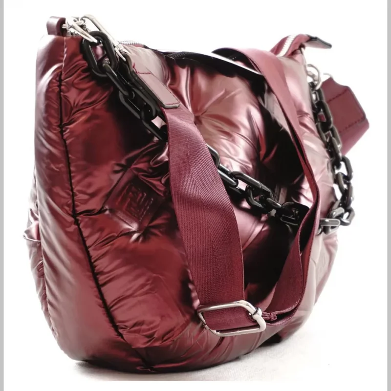Silvia Rosa női keresztpántos láncos táska vízhatlan anyagból, bordó via55taska-hu 3