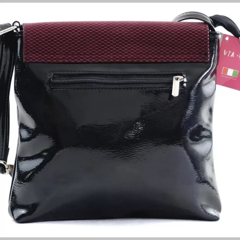 VIA55 elegáns női keresztpántos áthajtós táska, rostbőr, bordó via55taska-hu 3