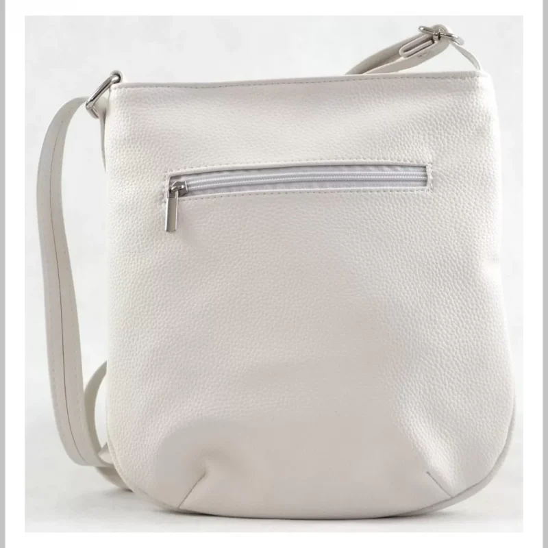 VIA55 női keresztpántos táska elöl kék sávval, rostbőr, fehér via55taska-hu 3